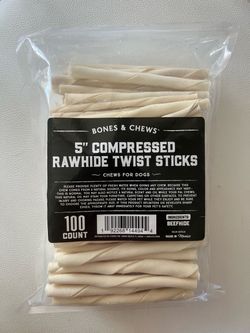 New 100 Rawhide Sticks from Bones & Chews