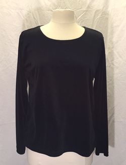CW Sport women’s top solid black velvet velour long sleeved size M Medium