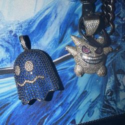 King Ice Pac-Man + Sonic + Thryfty 8-ball and cherry blossom gold chain LOT