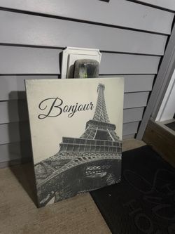Bonjour Eiffel Tower Canvas Wall Art