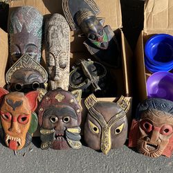 African Masks And Skull  Sticks 