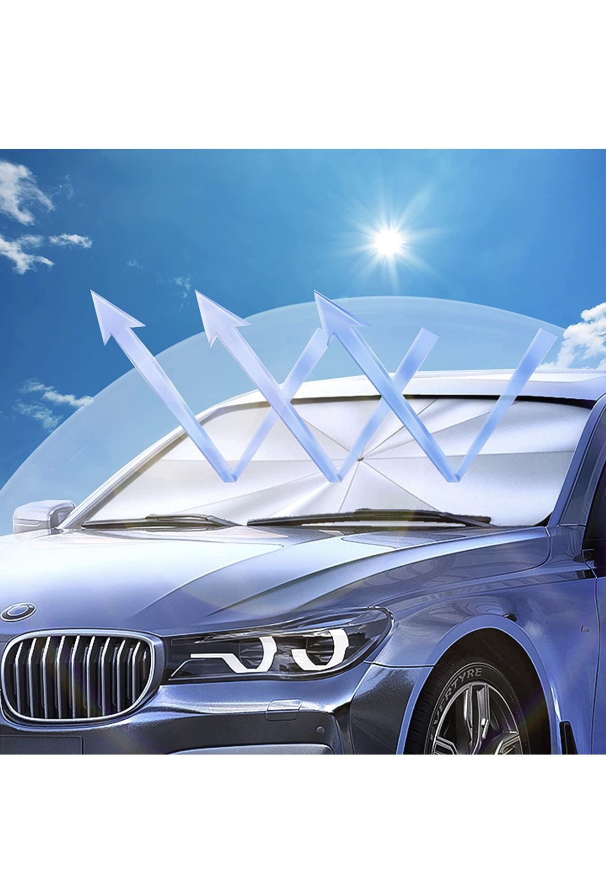 SUV Car Windshield Sun Shade,Foldable Automotive Windshield Shade,Sunshades Car Umbrella for Windshield Easy to Store and Use Fits Windshields of Vari