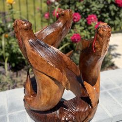  ( Coffee Table  ) Wooden Hand Carved Whale Sculpture 
