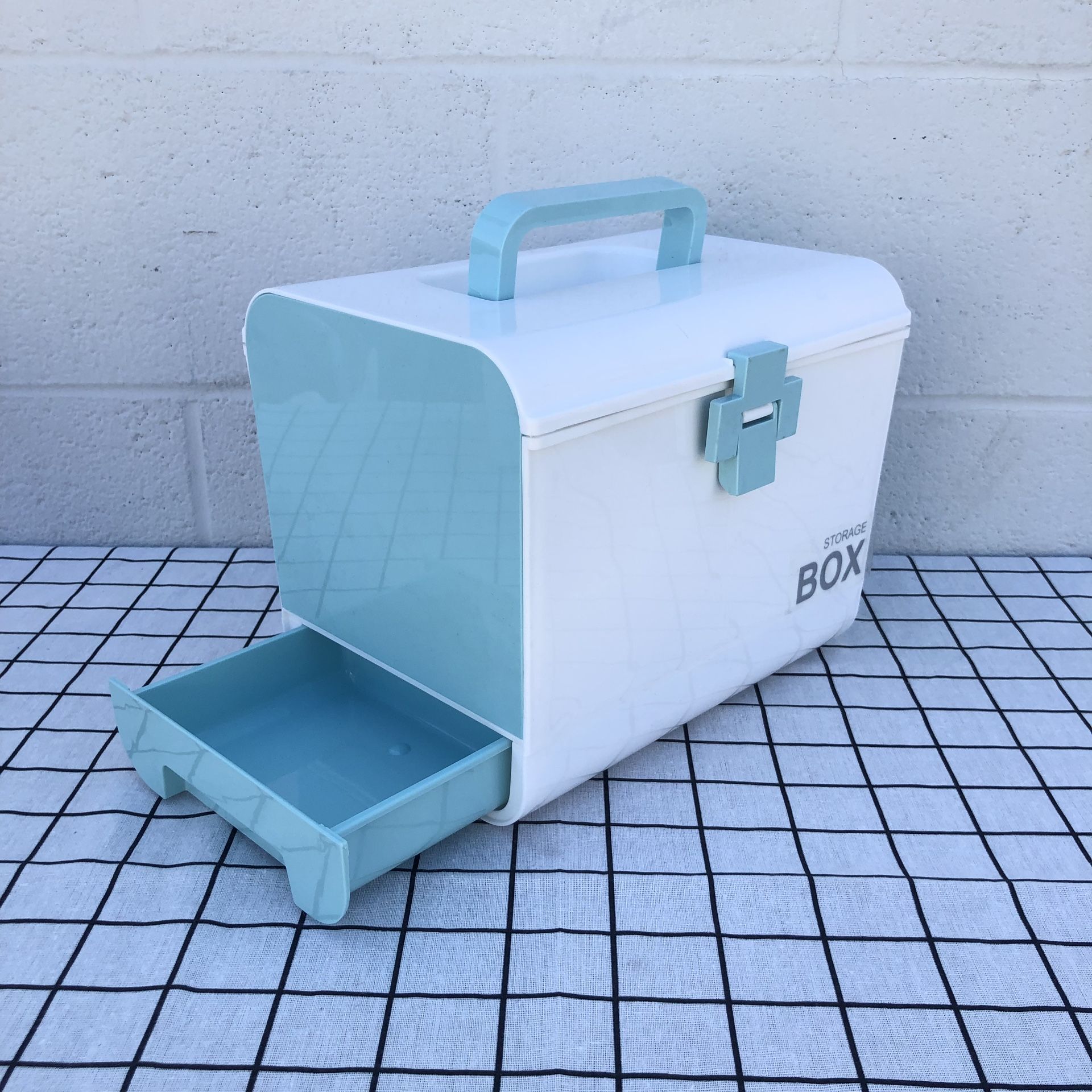 New Baby Blue Room Decor Storage Box With Drawers Divider Handle Plastic Container For Household Home Bedroom Makeup Toys Medicine