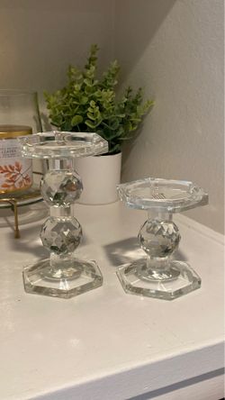 Set of 2 glass candle holders