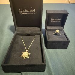 Size 6 Zales Disney Elsa Enchanted Engagement Ring With Matching Necklace