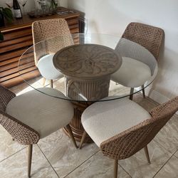 Round glass table 4 chairs