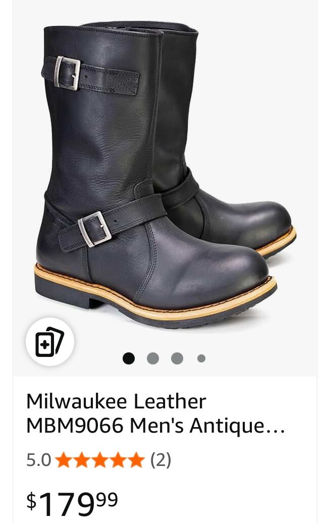 Milwaukee Leather MBM9066 Men's Antique Black Classic Engineer Motorcycle Riding Boots