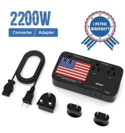 DOACE 2200W Power Converter for Hair Dryer Straightener Curling Iron, 220V to 110V Voltage Converter, 10A Universal Travel Adapter with 4-Port USB US