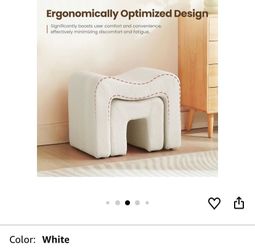 White Boucle Nesting Ottoman Set
