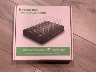 8-Port USB Charging Station with QC 3.0 & USB-C PD – Phone/Tablet Organizer Dock