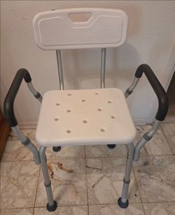 Adjustable Medical Shower Chair with Backrest & Padded Arms – Good Condition