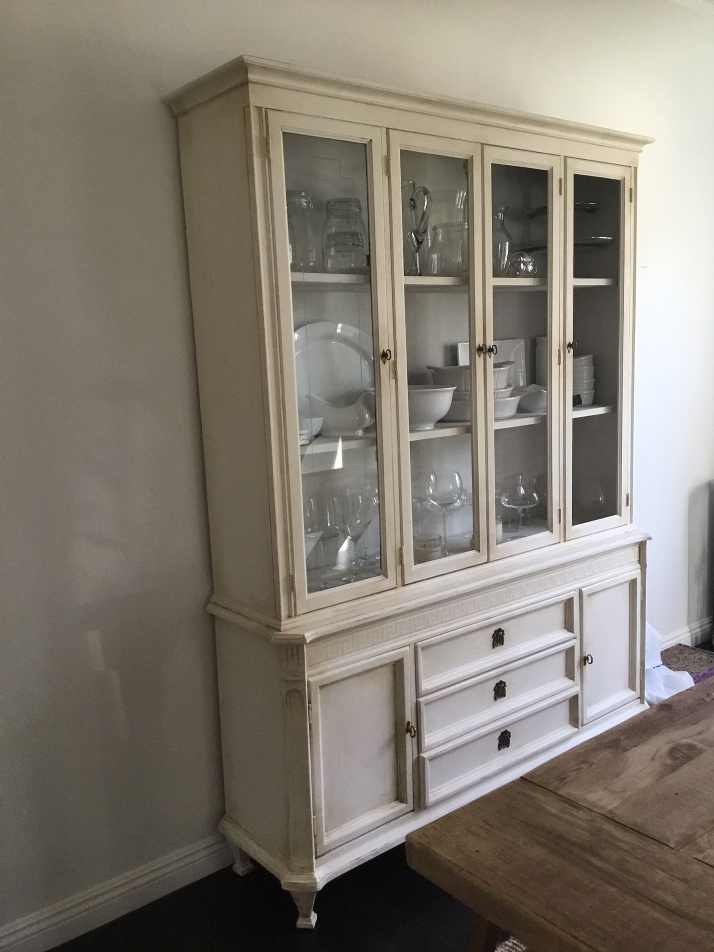 Antique Hand Chalked China Cabinet