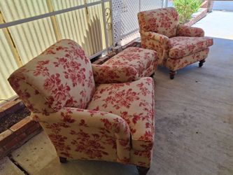 Beautiful  floral chairs and ottoman