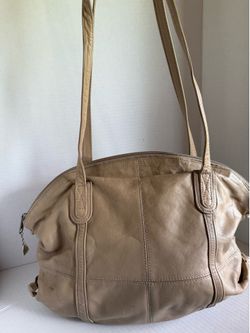 Brio Genuine Leather  Vintage Shoulder Bag - Made in Korea - Cream/Taupe - Velvet Lined