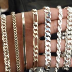 Real Solid 925 Sterling Silver Chain Necklaces Made In Italy 