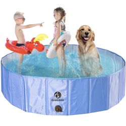 New in bag Dog Pool, Giocoso 2021 Upgraded Foldable Portable Kiddie Pool, Collapsible Dog PVC Bathtub for Outside, Non-Slip XXL Swimming Pool for Duck