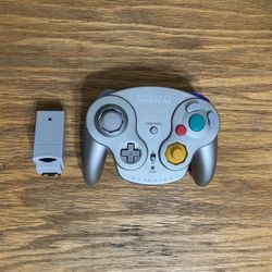 WAVEBIRD controller for Nintendo GameCube video game system wireless remote control wave bird cube with Receiver tested working platinum silver