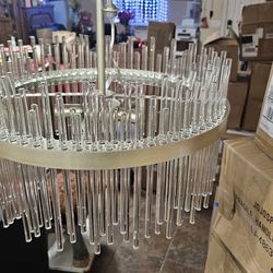 Casandra 5light brushed champagne silver glass bar chandelier