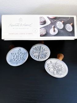Set of 3 Hearth & Hand Magnolia snowflake Christmas cookie stamps