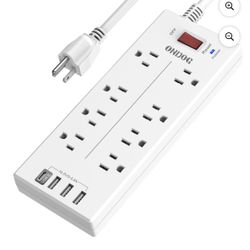 ONDOG Power Strip Surge Protector with 8-Outlet 4 USB Port ,6FT extension cord