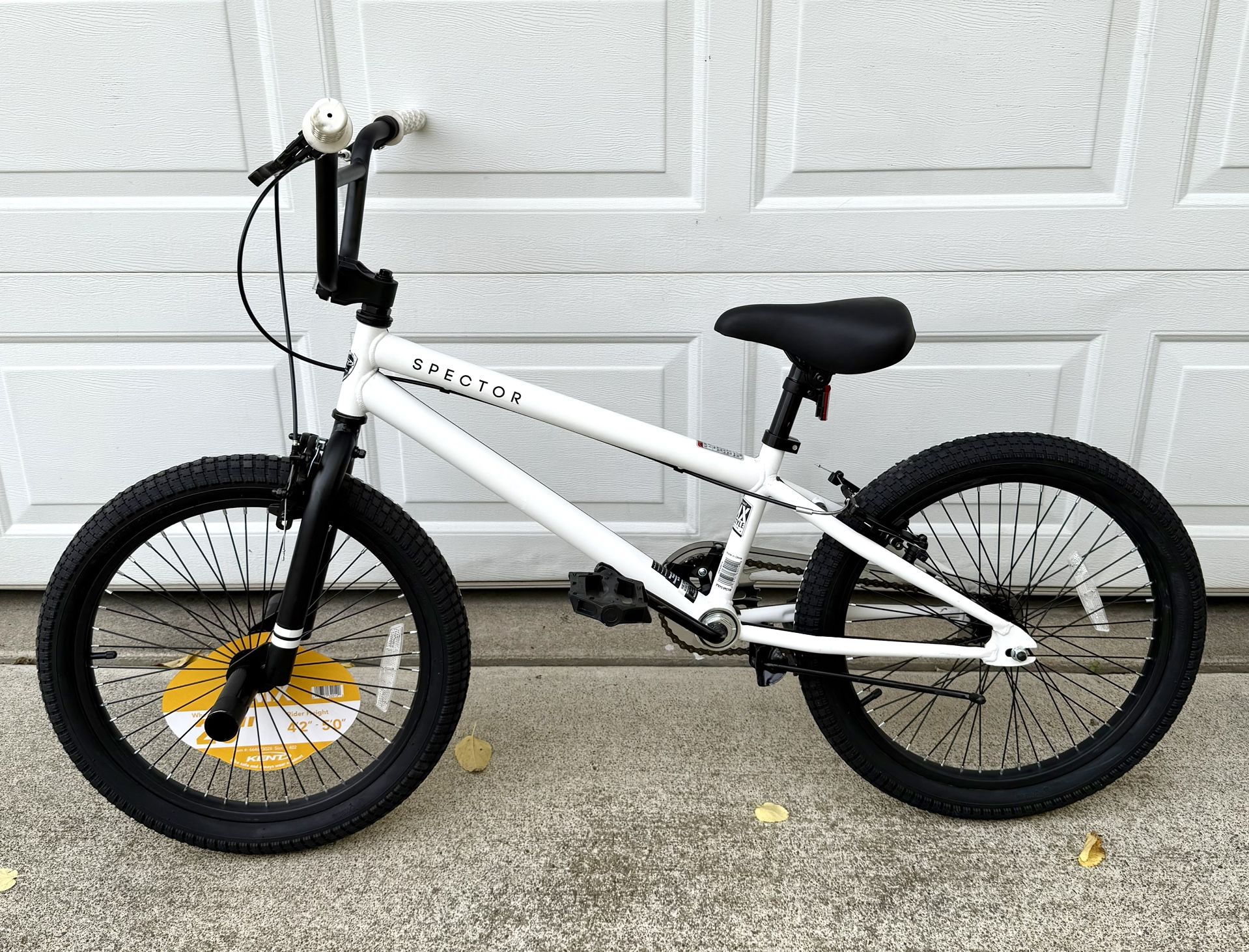 New - Kent Spector BMX Freestyle 20 Inch Bike Kids/Teen Black & White