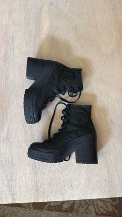 Leather Converse High Heel Sneakers Size 6.5