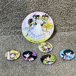 SET OF 6 SAILOR MOON Character Enamel Pin Metal Badge Figure Anime Hat Lapel Pin