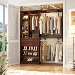 5FT Small Closet System With Drawers - 60" Organizer With Reversible Hanging Shelving for Small/Walk-in Closets