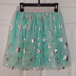 NEW size M 10/12 girls "Jojo Siwa" mint green with silver princess skirt $5 FIRM