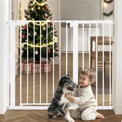 Baby Safety Gate, Caveen Extra Tall 36'', 29.5-46'' Wide Baby Gate Stairway and Hallway, for Ages 6 to 36 Months, White