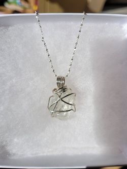 Prasiolite Wire Wrapped Crystal Necklace