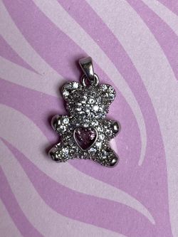 Teddy Bear Love Pendant and Chain/ Heart Crystal Pendant Necklace Cute Animal Jewelry for Women