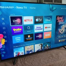 🟩SMART  TV  SHARP  AQUOS  58"  ROKU   4K  LED  HDR   DOLBY   VISION  FULL  UHD  2160p🟩 ( NEGOTIABLE )  🟨DELIVERY  AVAILABLE🟥