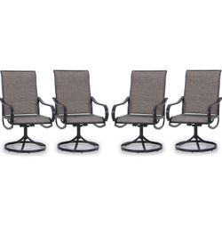 Patio Swivel Dining Chairs Set of 4 Outdoor Metal Chair with Textilene Mesh Fabric, Patio Gentle Rocker Chair, Black Frame for Deck Garden