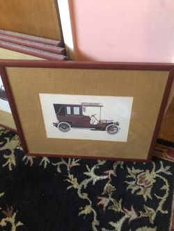 Framed art vintage cars
