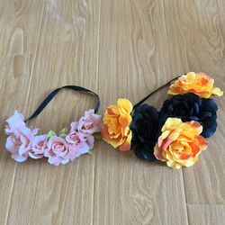 2 Elastic Headband with Flowers