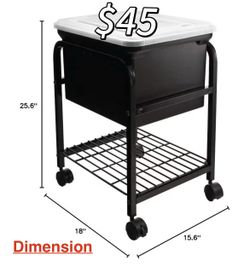 😀 1Pcs Advantus Hanging Rolling File Cart with Clear Lid, 15-5/8 in. x 18 in. x 25-5/8 in., Black
