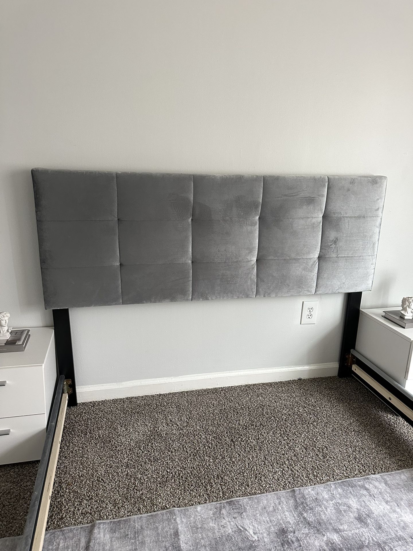 Gray queen Tufted Bed Frame