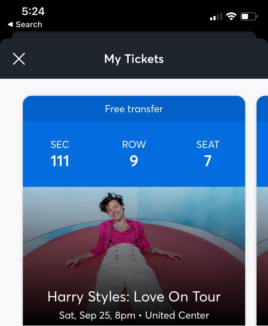 Harry Styles Tickets For Sale (United Center In Chicago) SECTION 111 row 9seat 7 And 8