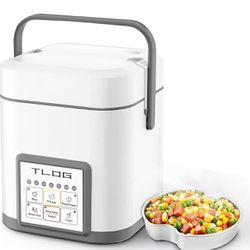 Mini Rice Cooker 2.5 Cups Uncooked, Healthy Ceramic Coating Portable Cooker, 1.2L Travel Small for 1-3 People, Personal maker, Food Steamer, 12 Hours 