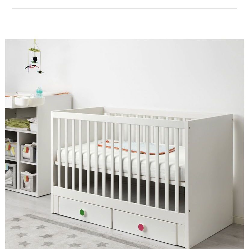 Infant/baby Crib With Drawers & Mattress-white