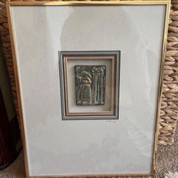 Framed  ceramic artwork from the "Sumerian III" series by American artist Harris G. Strong 
