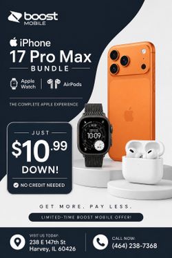 iPhone 17 pro max with AirPods & Apple Watch