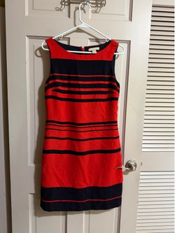 Banana Republic Women's Red & Black Striped Poly Sleeveless Lined Dress Size 6