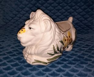 Vintage Lion & Butterflies Ceramic Planter By Mann