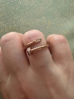 Rose Gold Nail Ring with Pave CZ Crystals – Wrap Spiral Statement Ring
