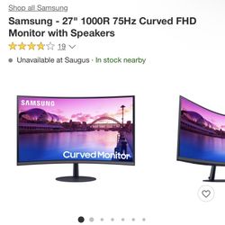 Samsung - 27" 1000R 75Hz Curved FHD Monitor with Speakers