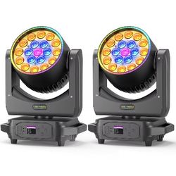 2Pcs 220W Zoom Wash Moving Head Light With Light Strip Ring