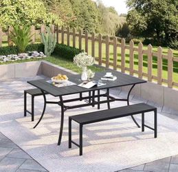 VICLLAX Outdoor Bench 1 Piece, 51" Long Garden Bench, Backless Porch Patio Bench Metal Park Bench, Black